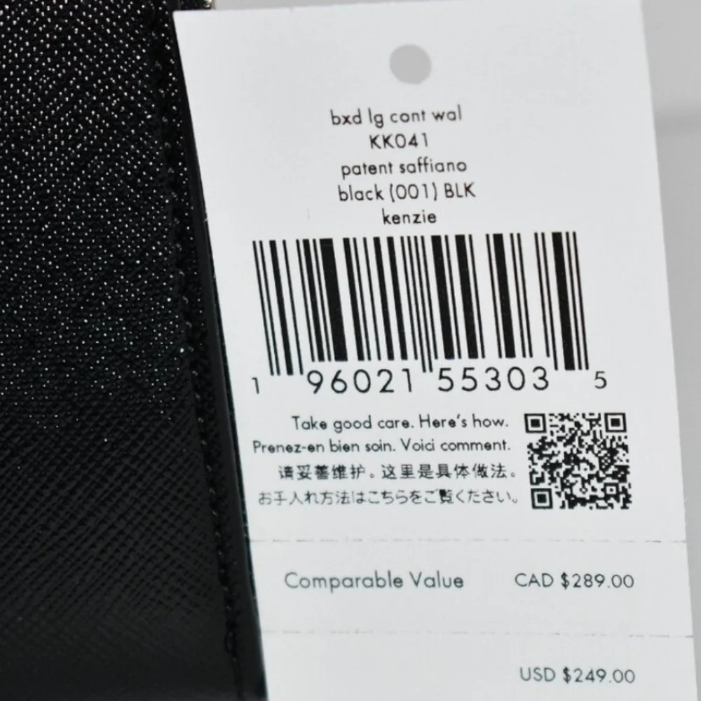 Kate spade Kenzie Boxed Large Continental Wallet Black #KK041 Saffiano New Gift